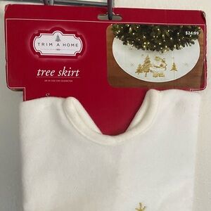 Christmas Tree Skirt White/Gold 48in NWT
